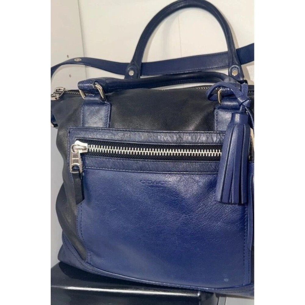 Coach Legacy Rory Colorblock Leather Satchel Black Navy 19902